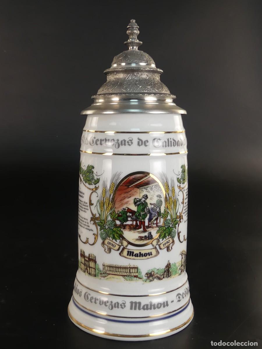 Antiques: BONITA JARRA DE CERVEZA DE PORCELANA TAPA DE ZINK-OBJETO DE COLECCI&Oacute;N