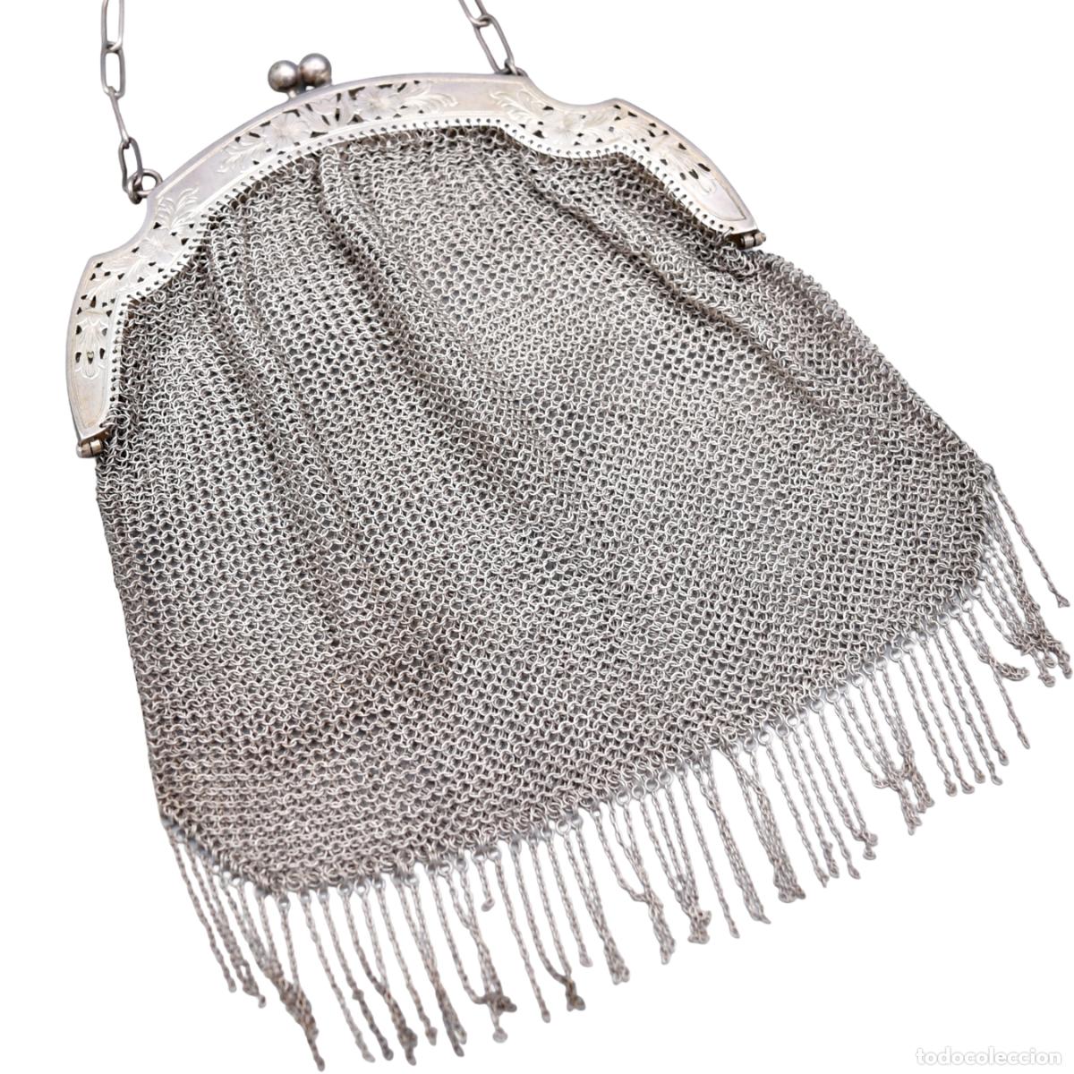 Antig&uuml;edades: Bolso antiguo de malla de plata .800