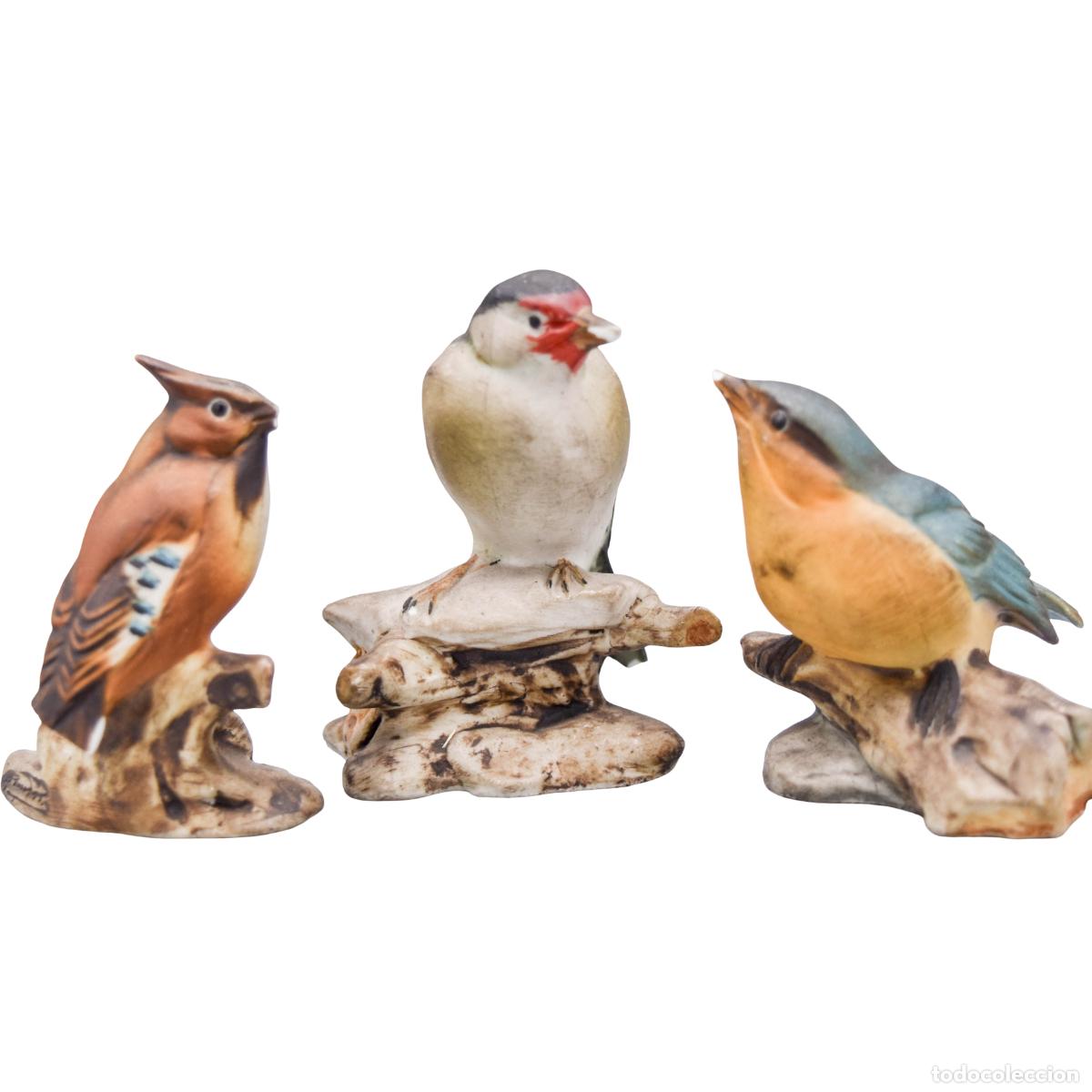 Antig&uuml;edades: Capodimonte - Figuras de aves de porcelana biscuit