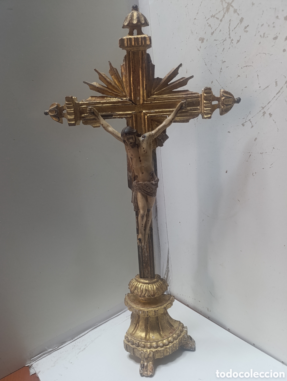 Antiguidades: Crucifijo Barroco Portugu&eacute;s - Siglo XVII-XVIII - 51 cm
