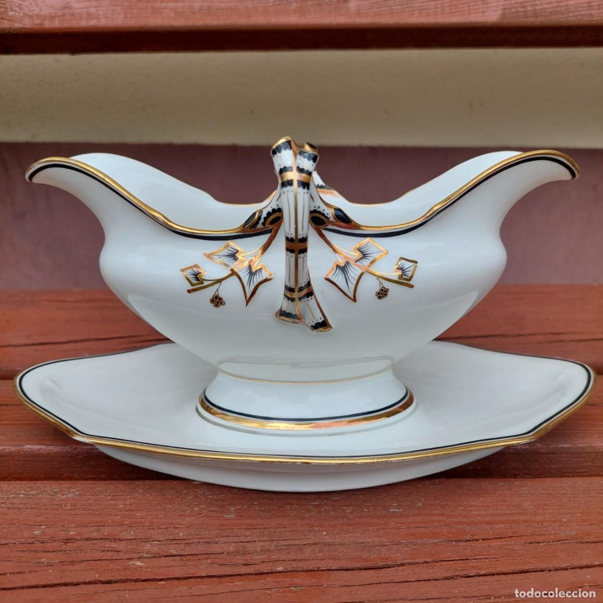 Antiquit&eacute;s: Antigua salsera porcelana Limoges G&D Guery Delinieres 1868