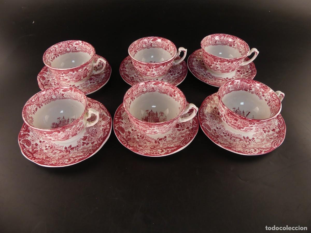 Antig&uuml;edades: JUEGO DE 6 TAZAS Y 6 PLATOS DE PORCELANA LA CARTUJA PICKMAN