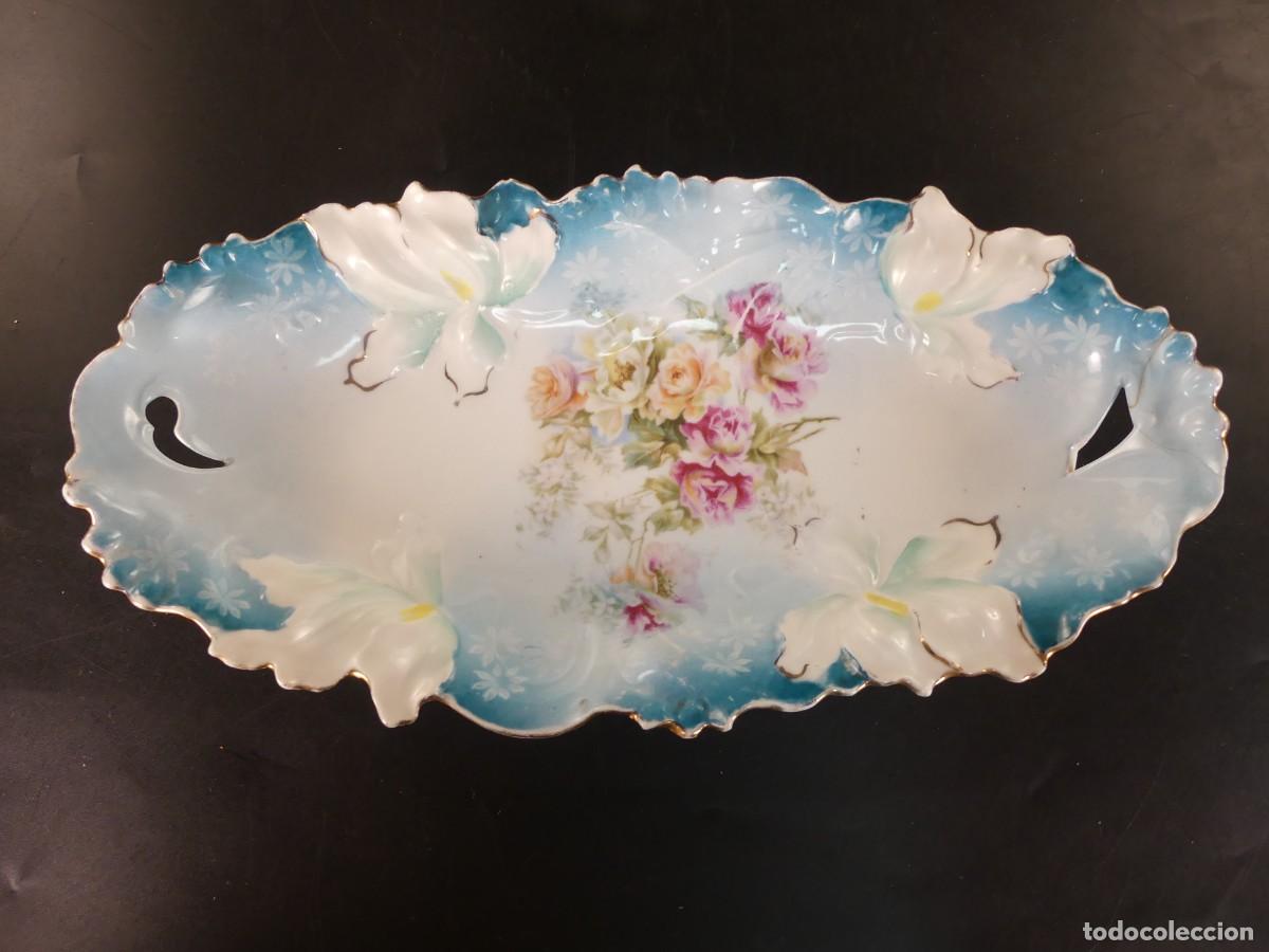 Antiques: PLATO BANDEJA CENTRO DE MESA DE PORCELANA DISE&Ntilde;O FLORAL