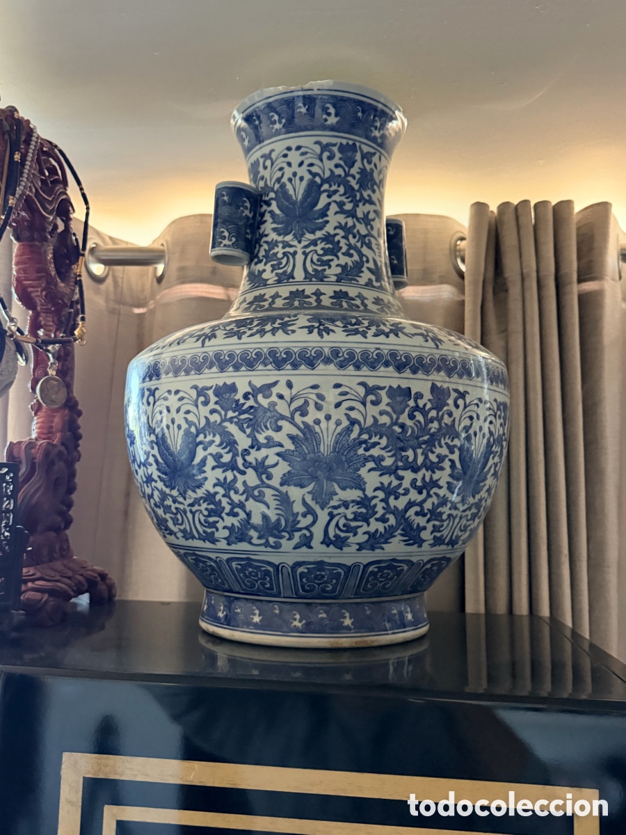 Antig&uuml;edades: Gran jarr&oacute;n chino azul y blanco. - Foto 2