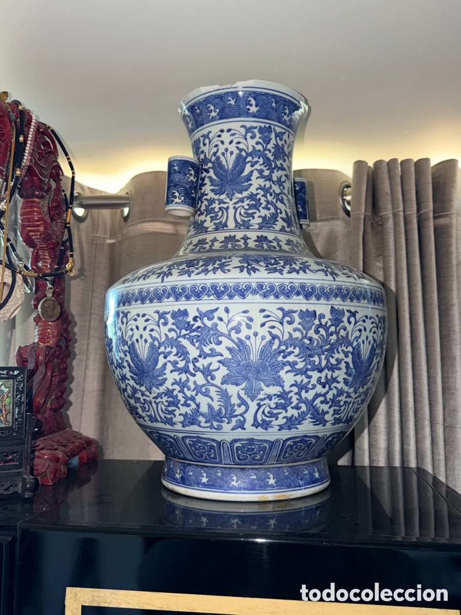 Antig&uuml;edades: Gran jarr&oacute;n chino azul y blanco. - Foto 3
