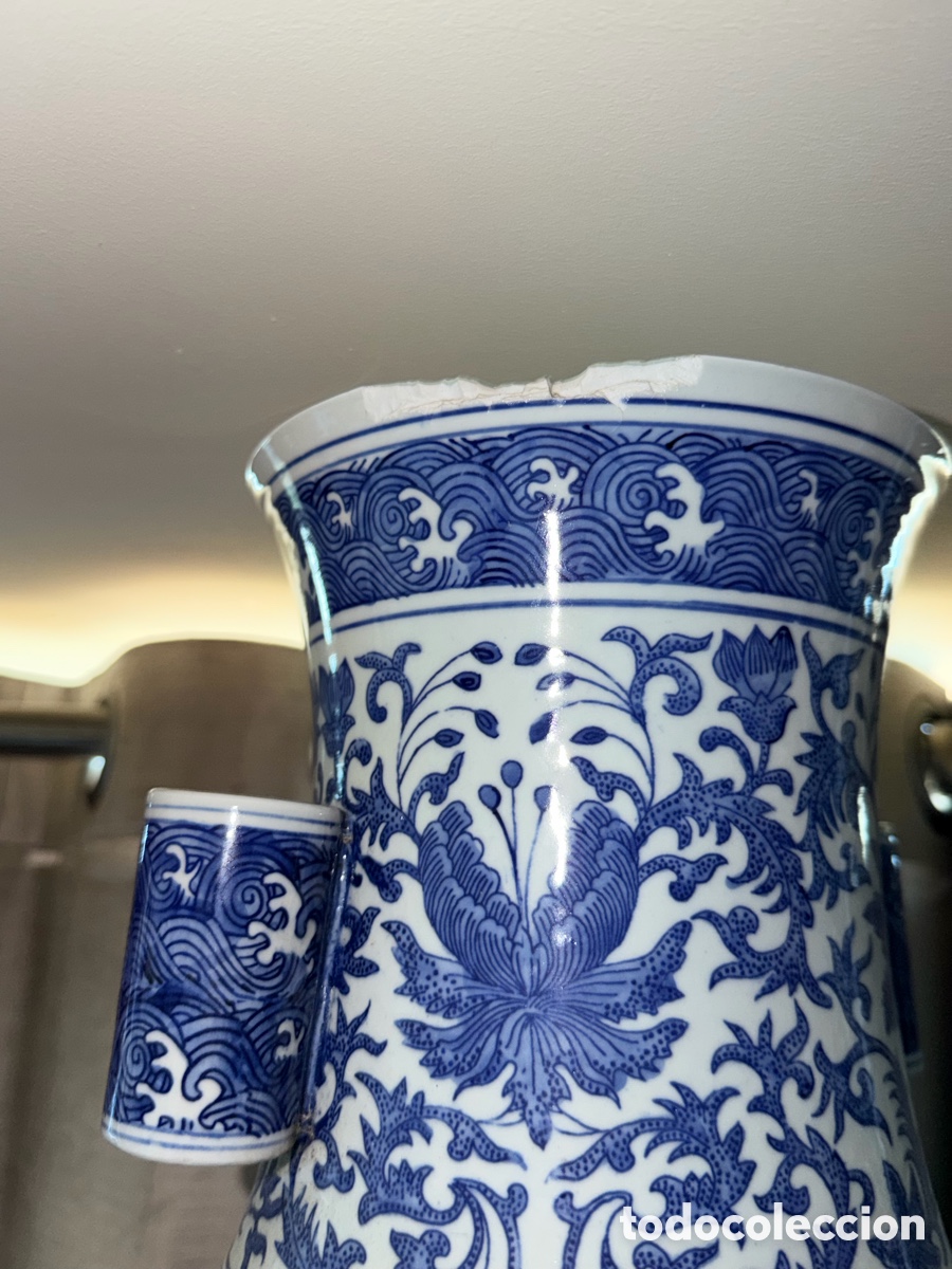 Antig&uuml;edades: Gran jarr&oacute;n chino azul y blanco. - Foto 4