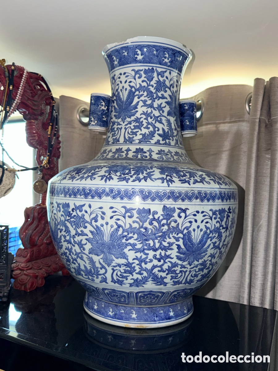 Antig&uuml;edades: Gran jarr&oacute;n chino azul y blanco. - Foto 5