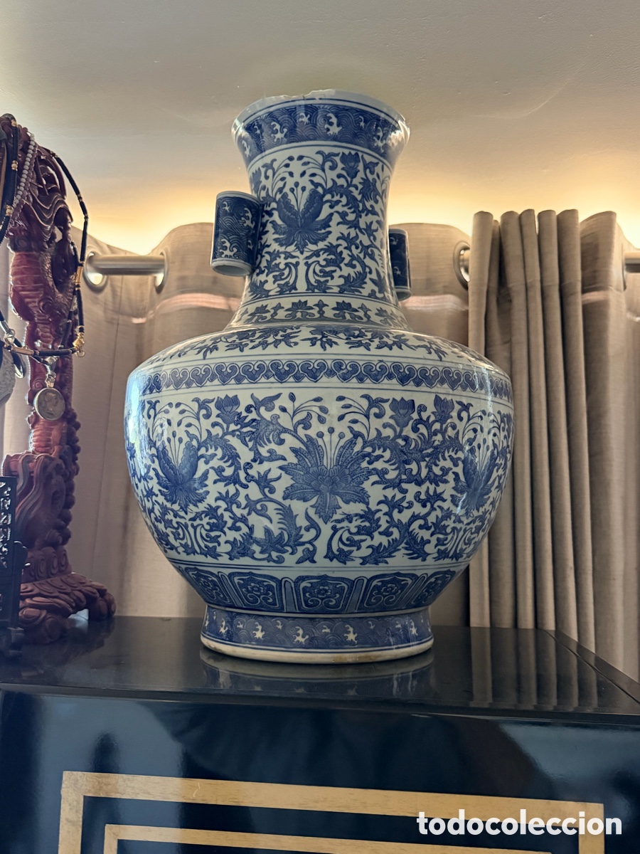 Antig&uuml;edades: Gran jarr&oacute;n chino azul y blanco. - Foto 1