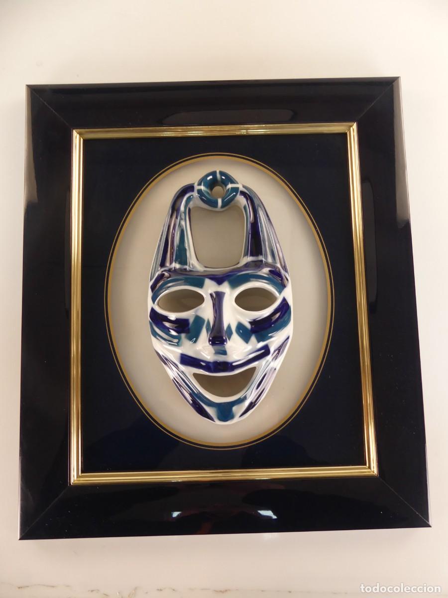 Antig&uuml;edades: PRECIOSA MASCARA DE PORCELANA DE SARGADELOS ENMARCADA OBJETO DE DECORACION