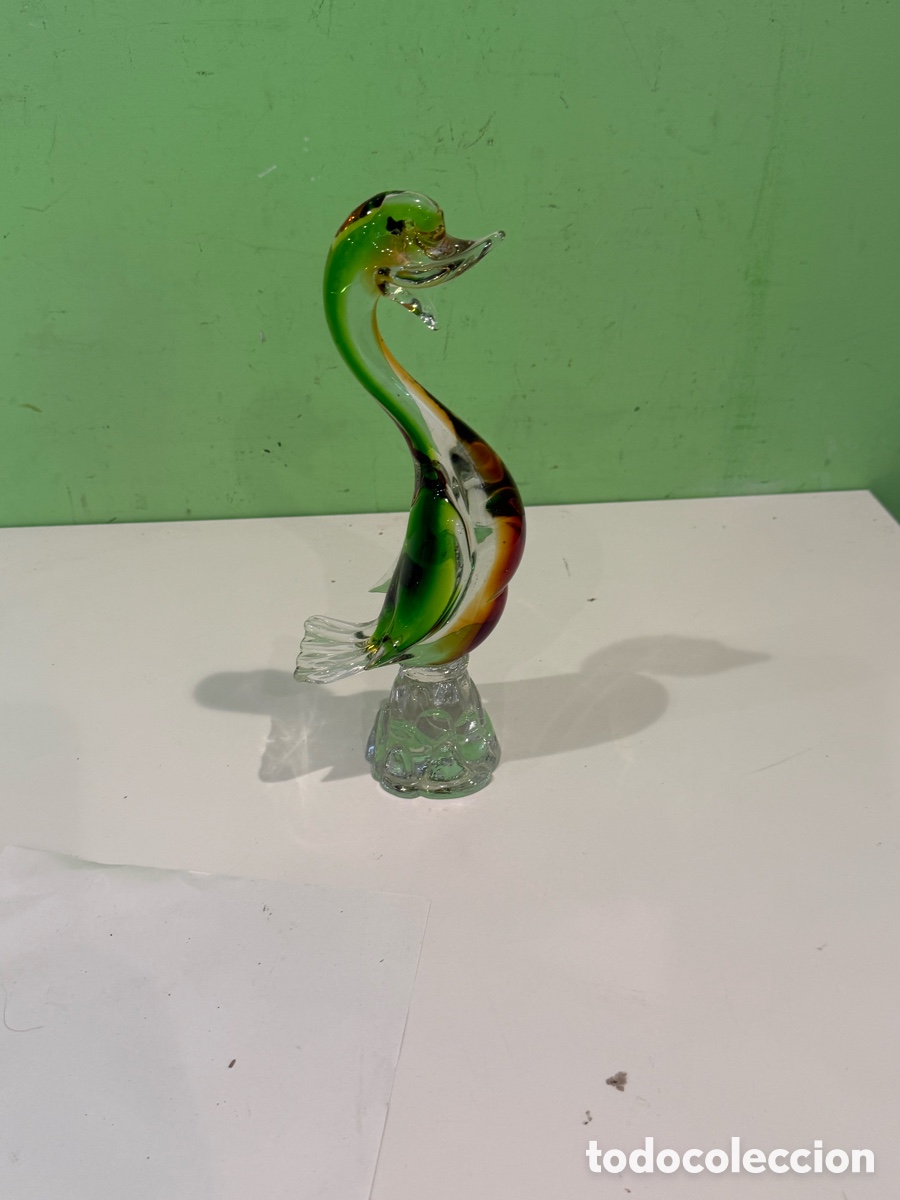 Antig&uuml;edades: Pato de cristal Murano a&ntilde;os 70, mide 30 cm