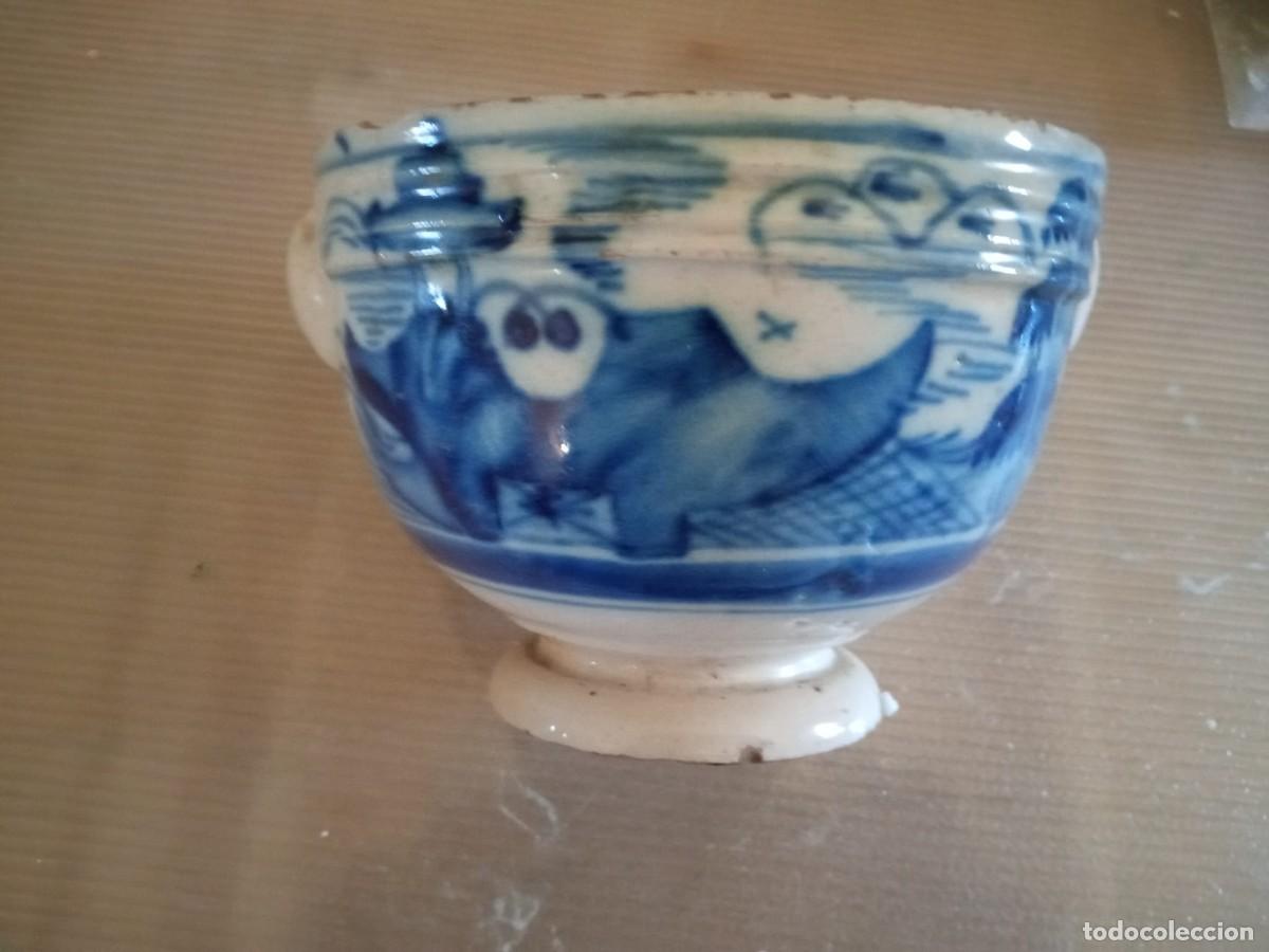 Antig&uuml;edades: malga o taza de faian&ccedil;a portuguesa del norte (Vila Nova de Gaia / Porto) del siglo XIX,
