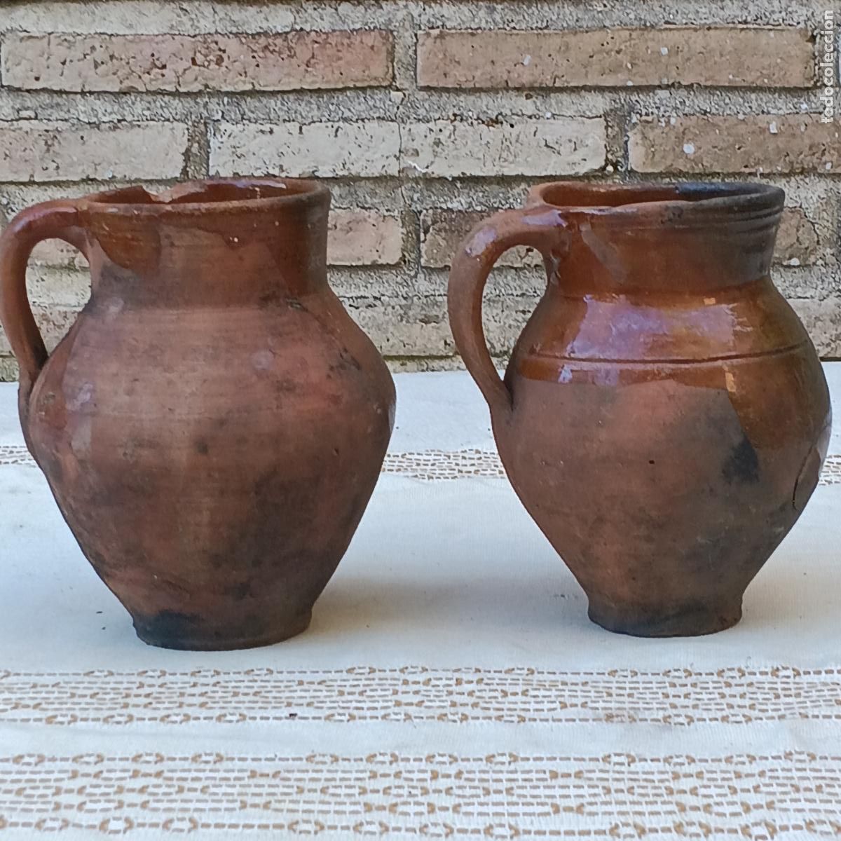 Antiquit&eacute;s: LOTE DE DOS PUCHEROS ANTIGUOS EN CERAMICA POPULAR.