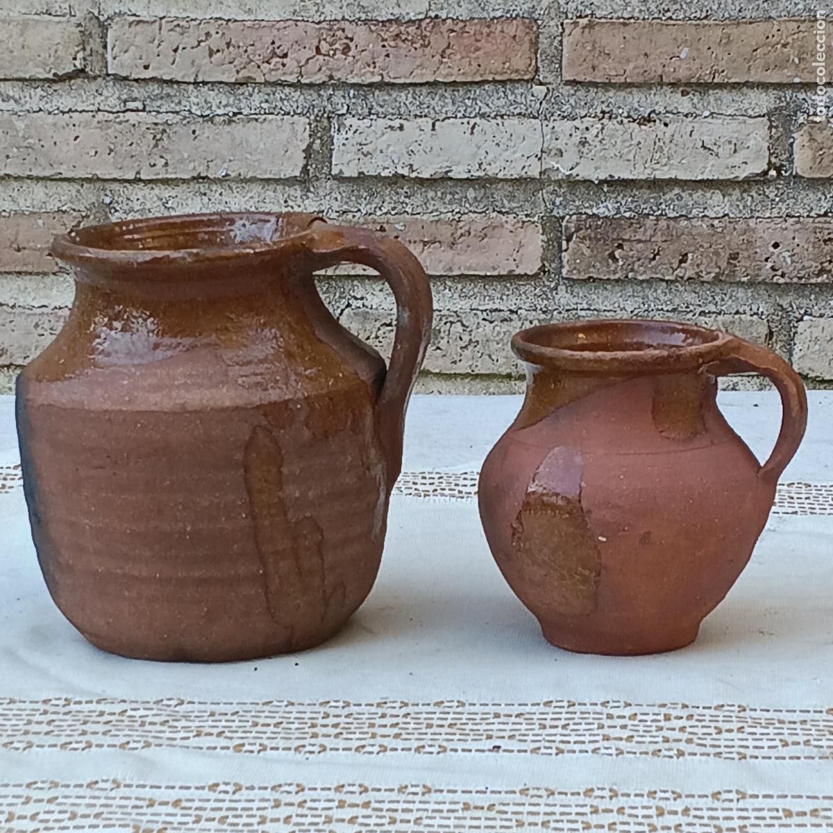 Antiquit&auml;ten: LOTE DE DOS PUCHEROS ANTIGUOS EN CERAMICA POPULAR.