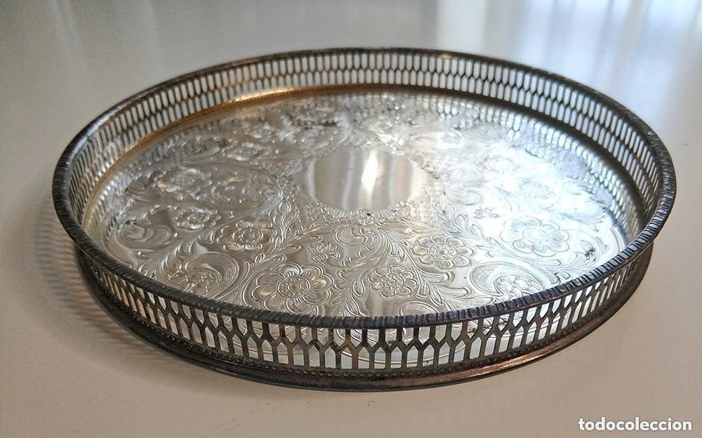 Oggetti Antichi: Bandeja Alpha plate plateada, S. XIX - con contrastes Viners of Sheffield The Cutlers Company 1836