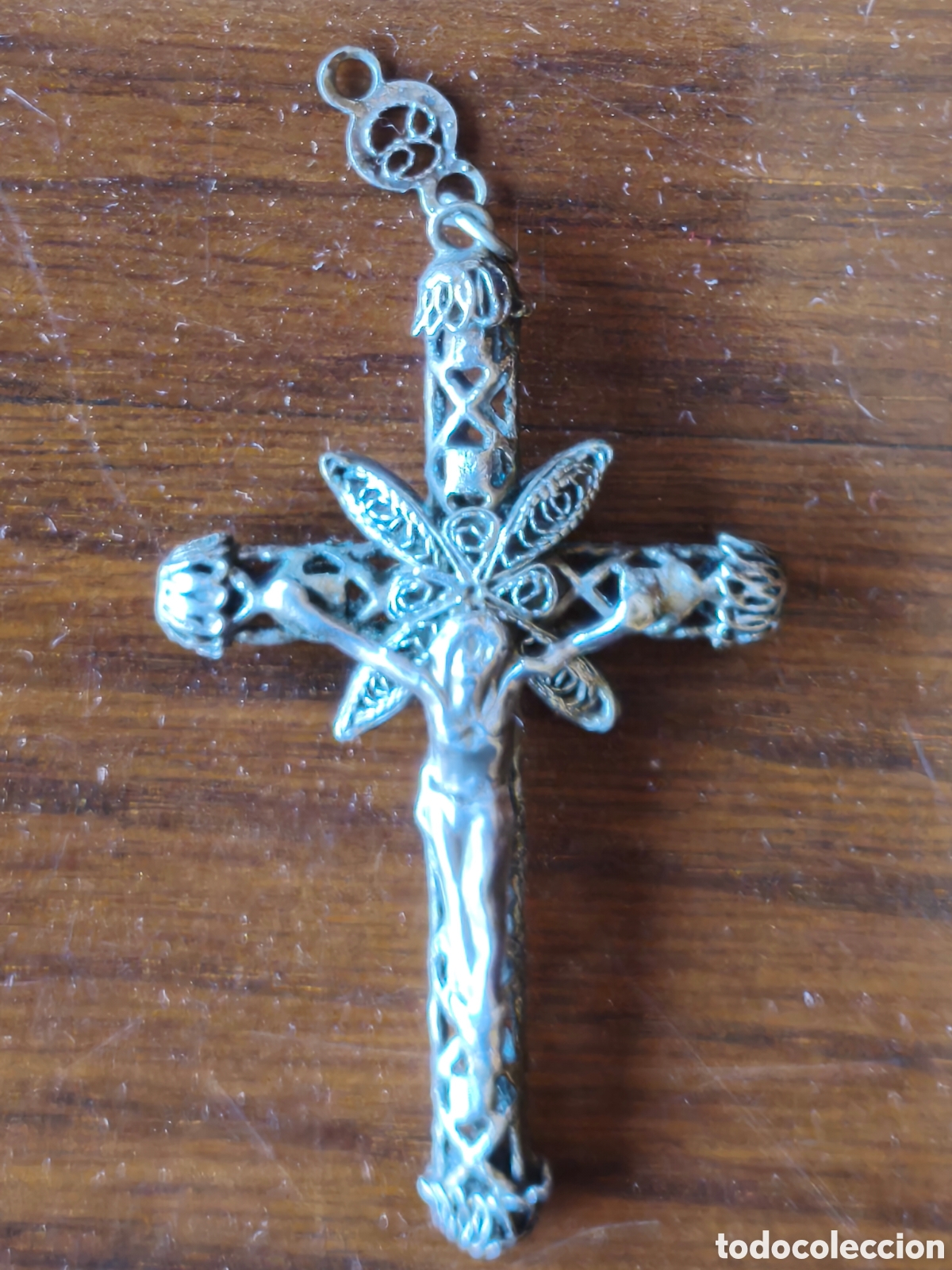 Antig&uuml;edades: Antigua Cruz Filigrana Cristo Relieve