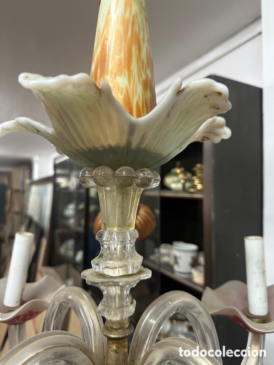 Antig&uuml;edades: L&aacute;mpara de techo de cristal de murano