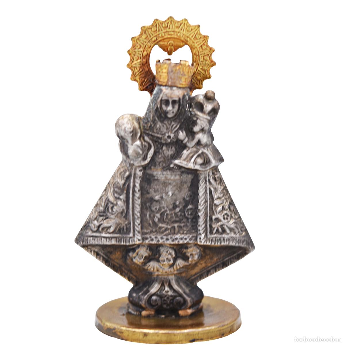 Antig&uuml;edades: Virgen antigua sobre base de alabastro - Foto 2