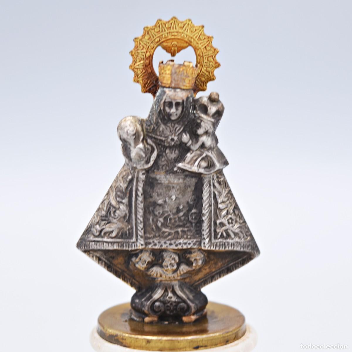 Antig&uuml;edades: Virgen antigua sobre base de alabastro - Foto 3