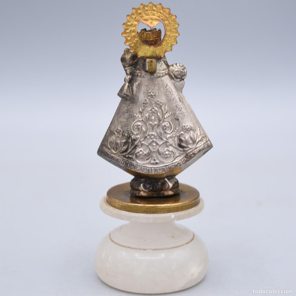 Antig&uuml;edades: Virgen antigua sobre base de alabastro - Foto 5