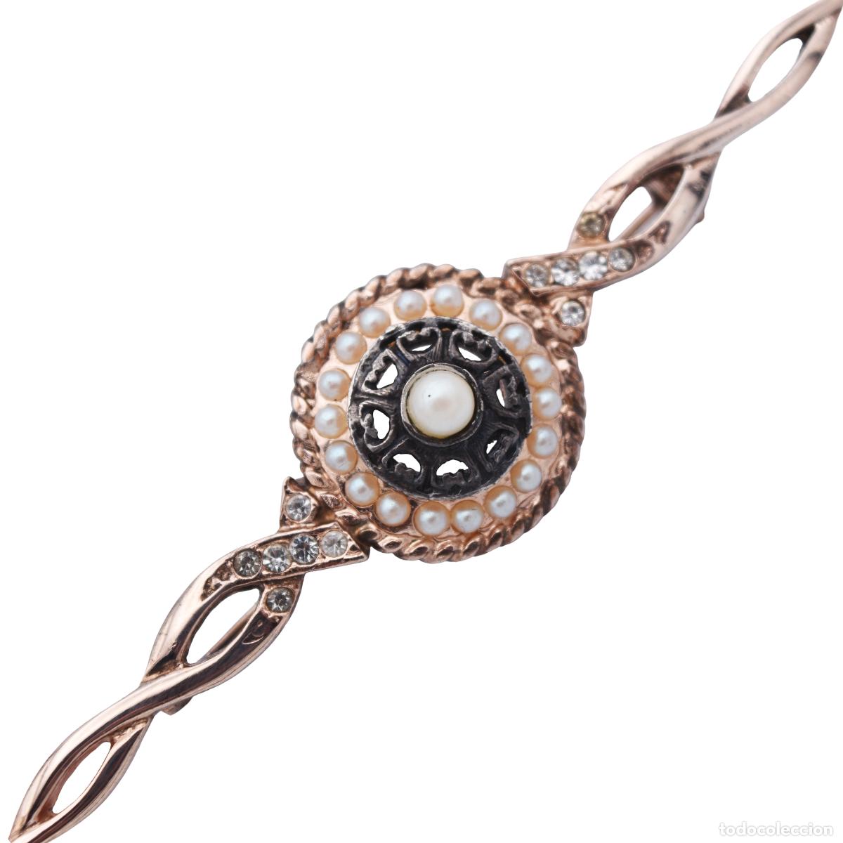 Antiques: Broche de plata 925 con ba&ntilde;o de oro rosa