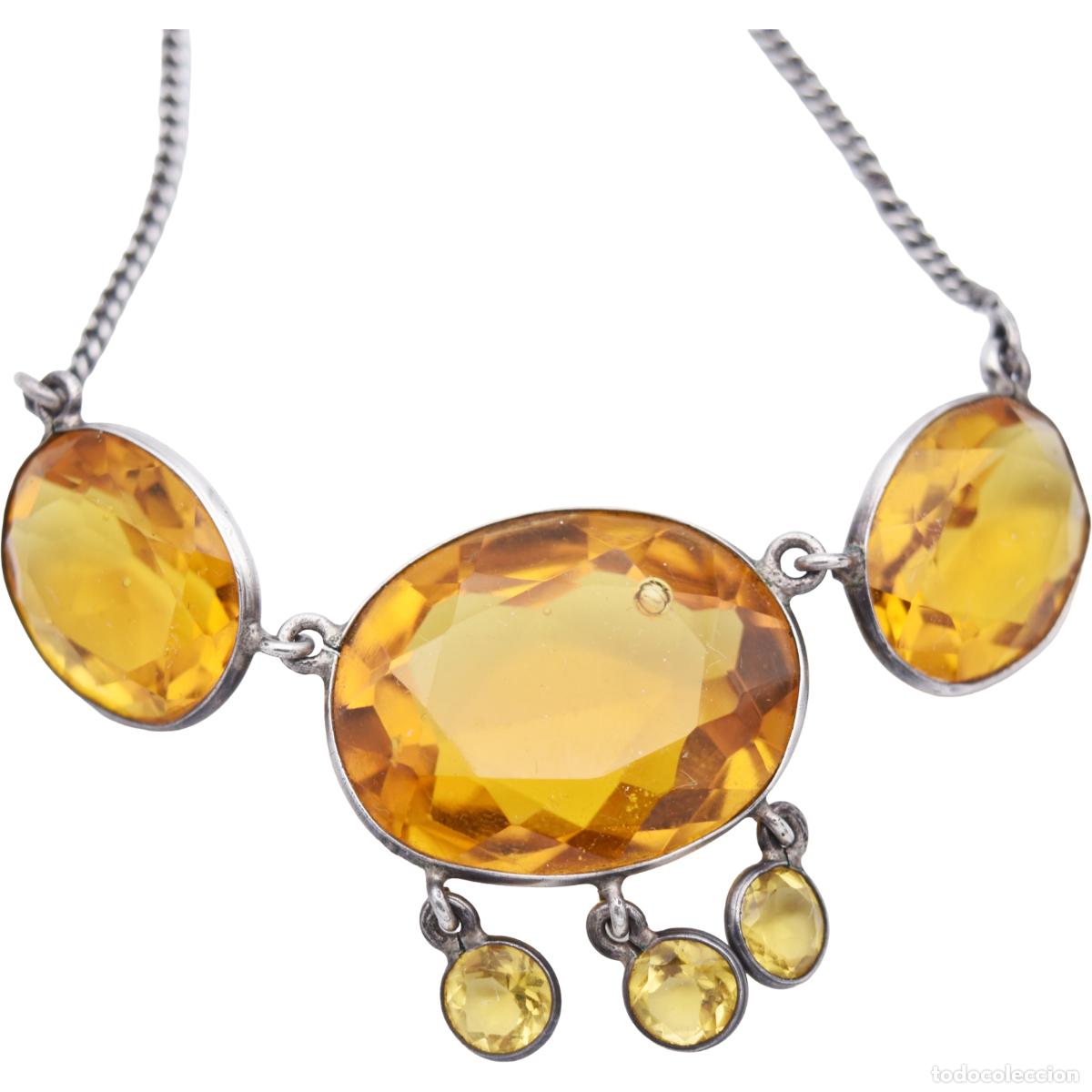 Antiques: Colgante de Plata con gemas amarillas