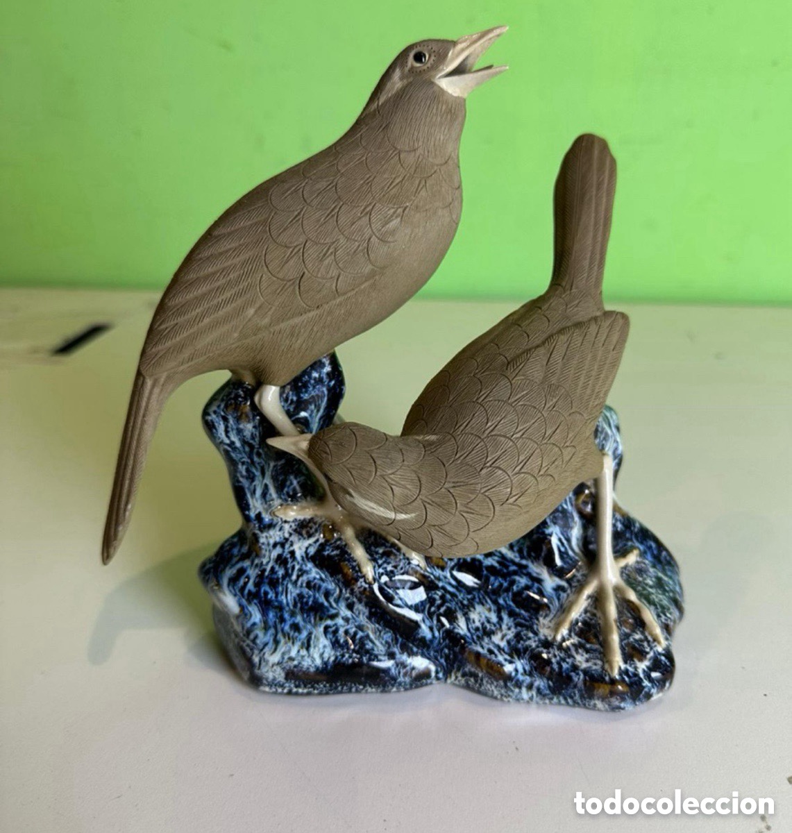 Antiques: Figura de dos p&aacute;jaros Shiwan de cer&aacute;mica china a&ntilde;os 70 vintage
