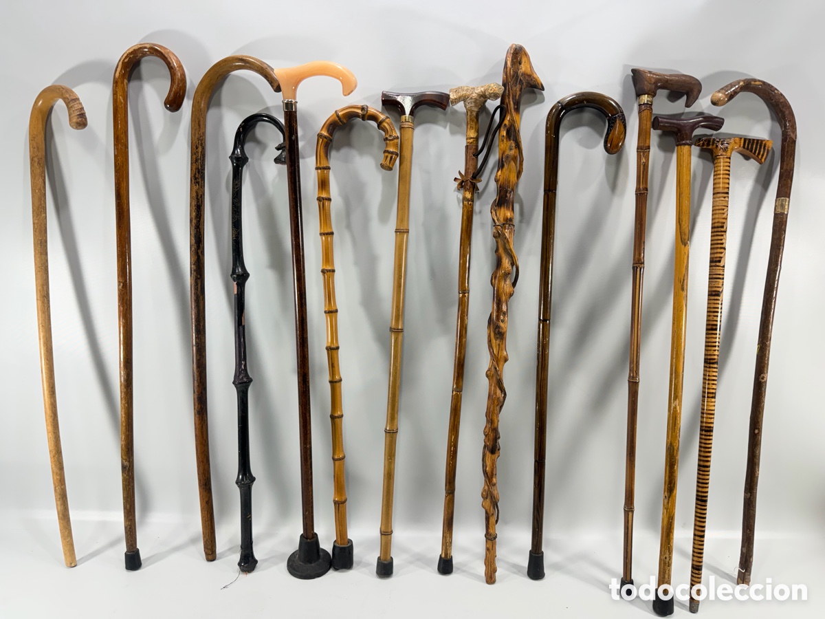 Antiguidades: Gran lote de 14 bastones antiguos