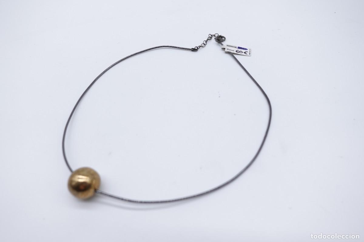 Antig&uuml;edades: COLGANTE PLATA DE LEY 925 BOLA ESF&Eacute;RICA DORADA CADENA GARGANTILLA MINIMALISTA NUEVO DE TIENDA