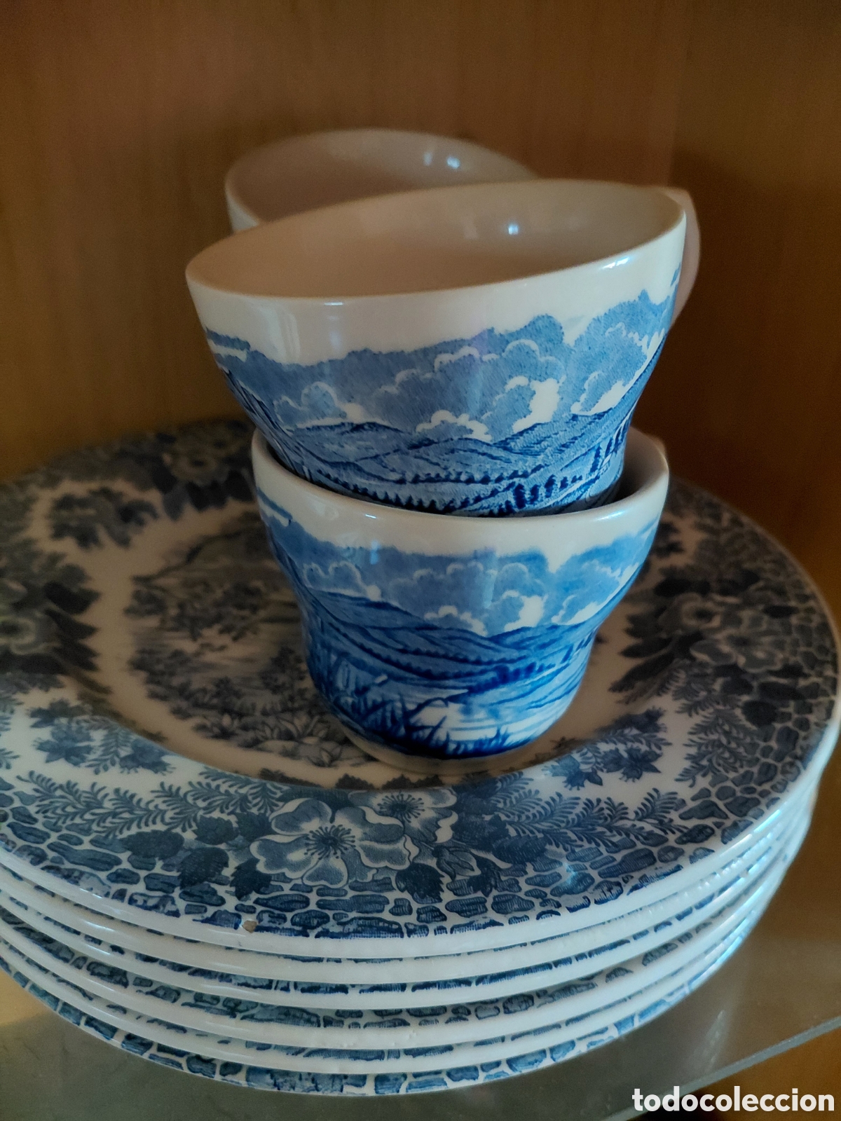 Antig&uuml;edades: Lote 35 pzs vajilla EIT England vintage - Azul y Blanco