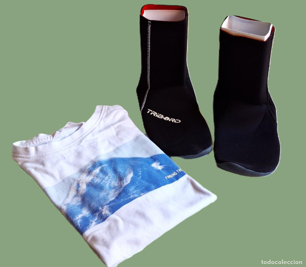 Antig&uuml;edades: ZAPATOS DE PISCINA PARA NI&Ntilde;OS + CAMISETA DE VERANO TALLA 7-8 A&Ntilde;OS