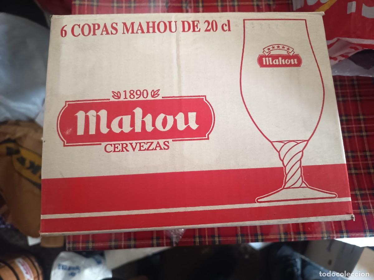 Antig&uuml;edades: 6 Copas de cristal Antiguas Mahou de 20cl
