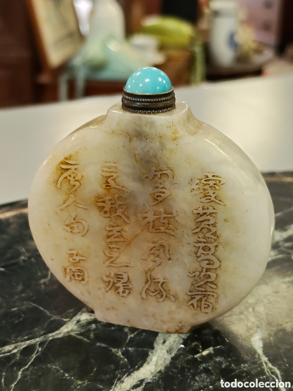 Antig&uuml;edades: Magn&iacute;fico SNUFF BOTTLE de jade