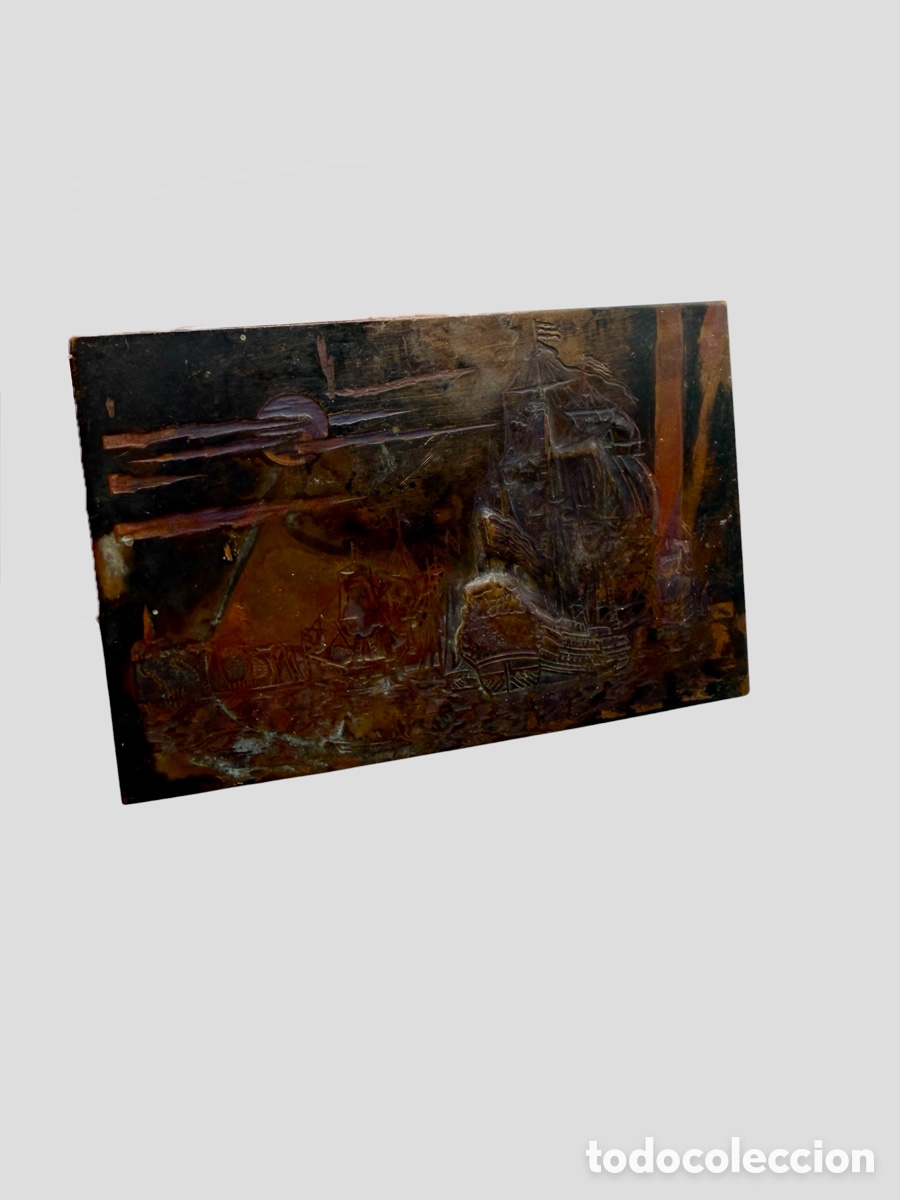 Antiquit&auml;ten: Antigua Placa de Cobre de Veleros