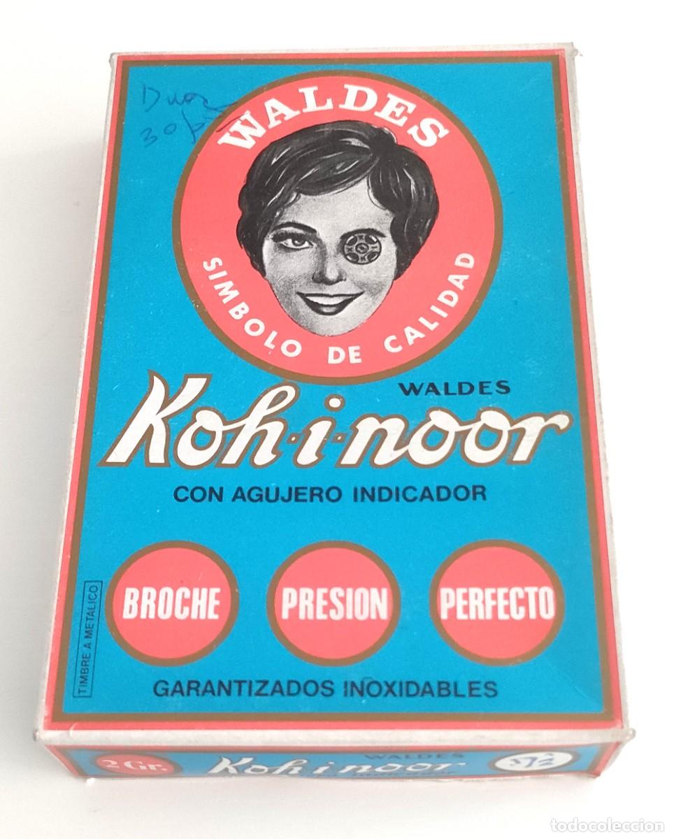 Antig&uuml;edades: Antigua caja vac&iacute;a broches a presi&oacute;n (corchetes) Waldes Koh-i-noor (2)