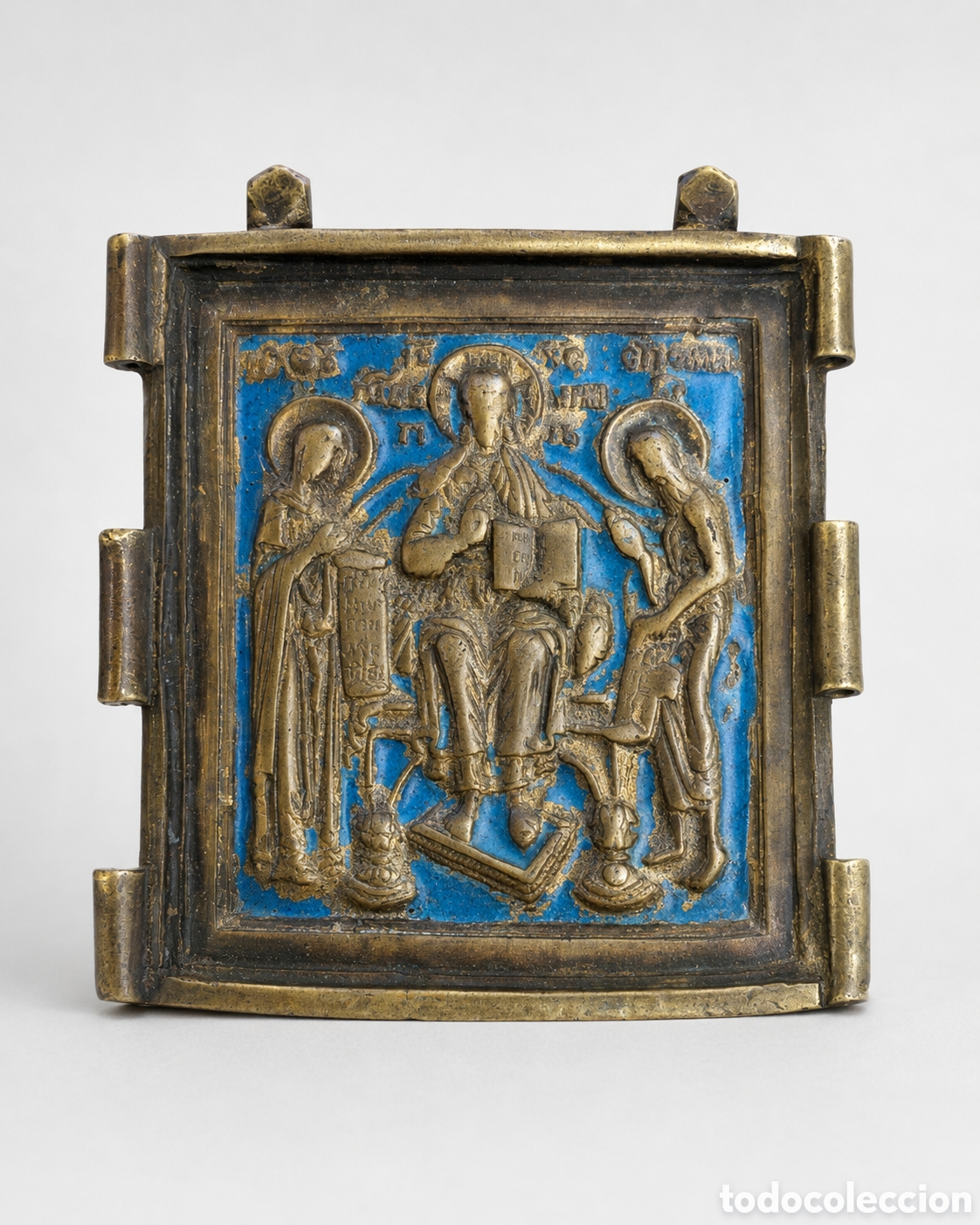 Antig&uuml;edades: Icono ortodoxo ruso siglo XIX en bronce