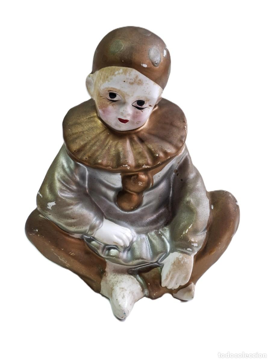 Antiquit&eacute;s: FIGURA ANTIGUA DE PORCELANA DE UN PAYASO ARLEQUIN - Jap&oacute;n.