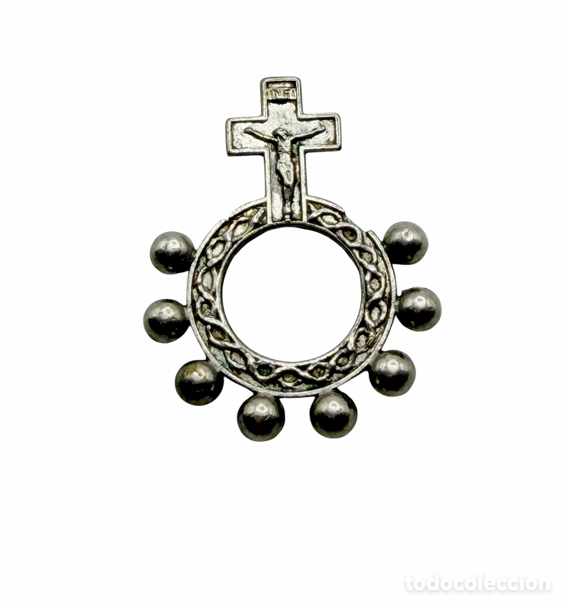 Antiguidades: Anillo Rosario Plateado