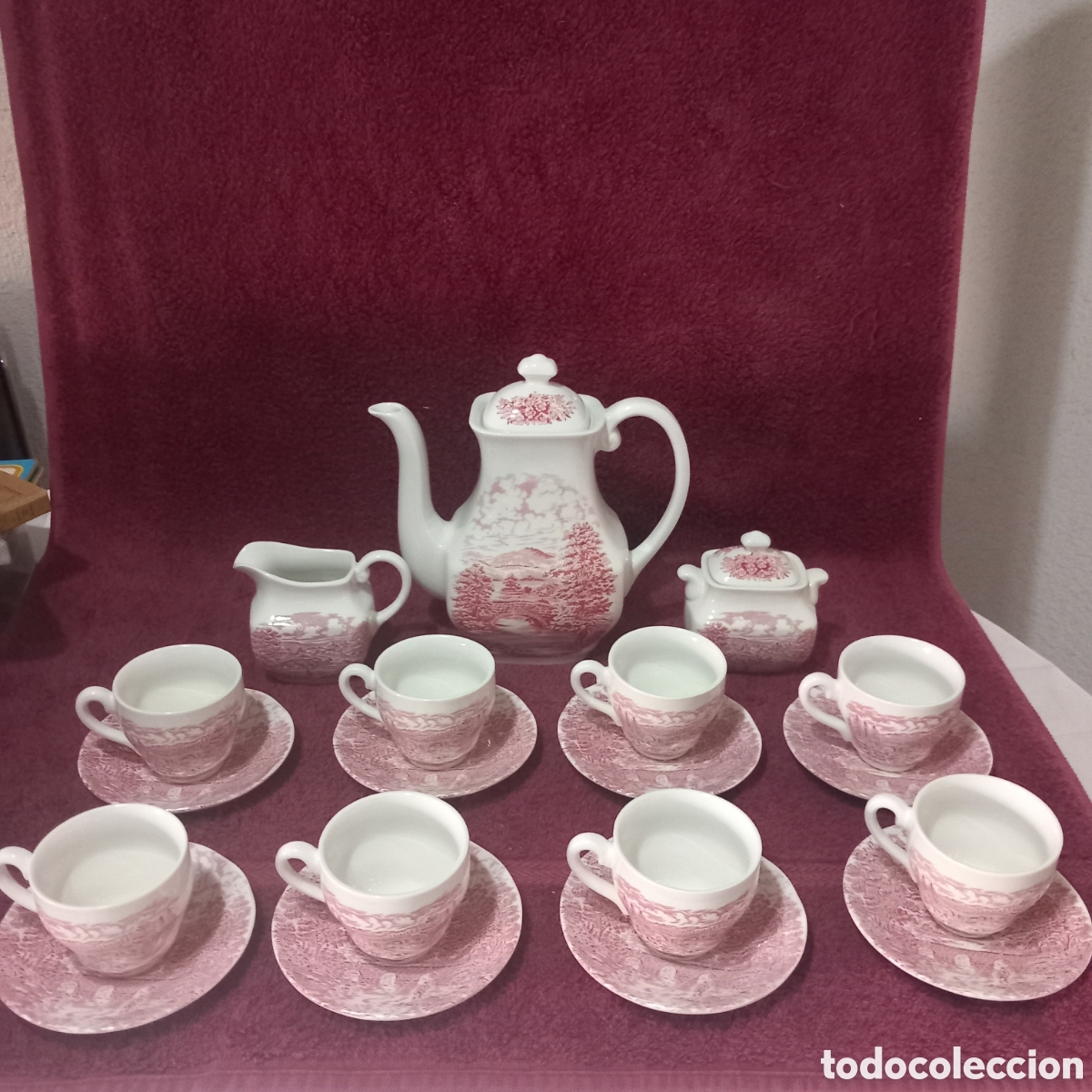 Antig&uuml;edades: JUEGO DE CAFE EN PORCELANA INGLESA/BRIDGE SCENES-CROWN DUCAL(21 PIEZAS)EXCELENTE ESTADO