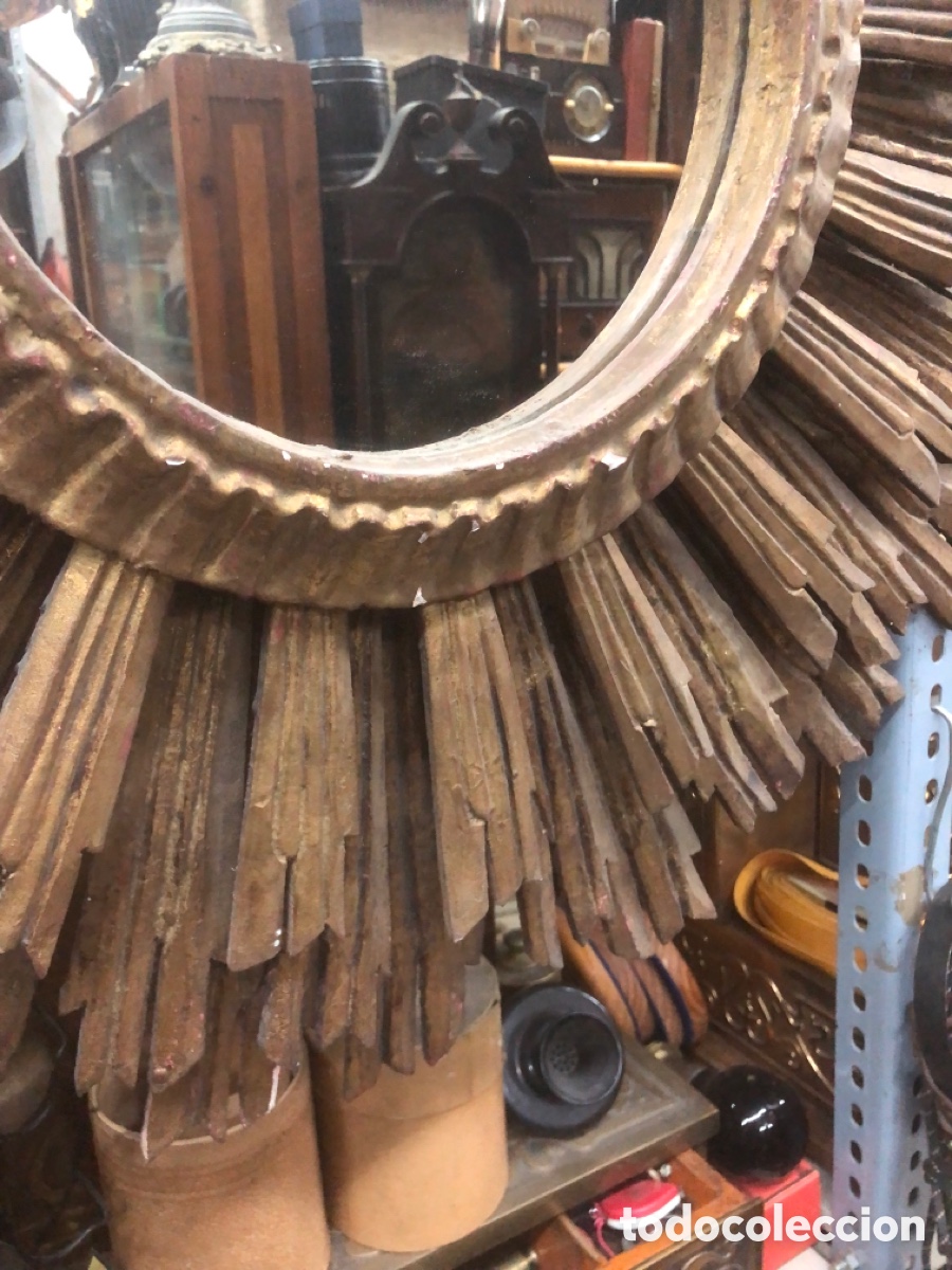 Antig&uuml;edades: Espejo marco forma sol - Foto 3