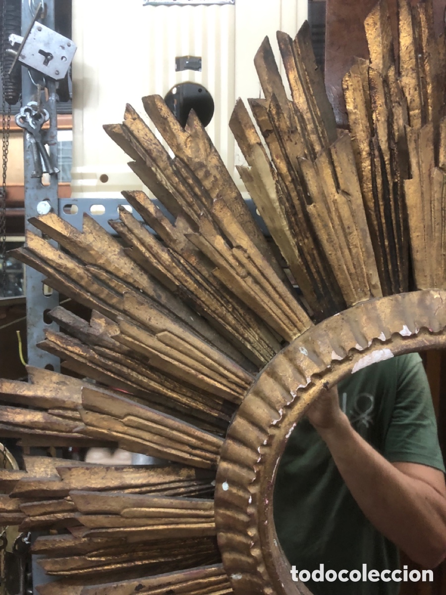 Antig&uuml;edades: Espejo marco forma sol - Foto 6