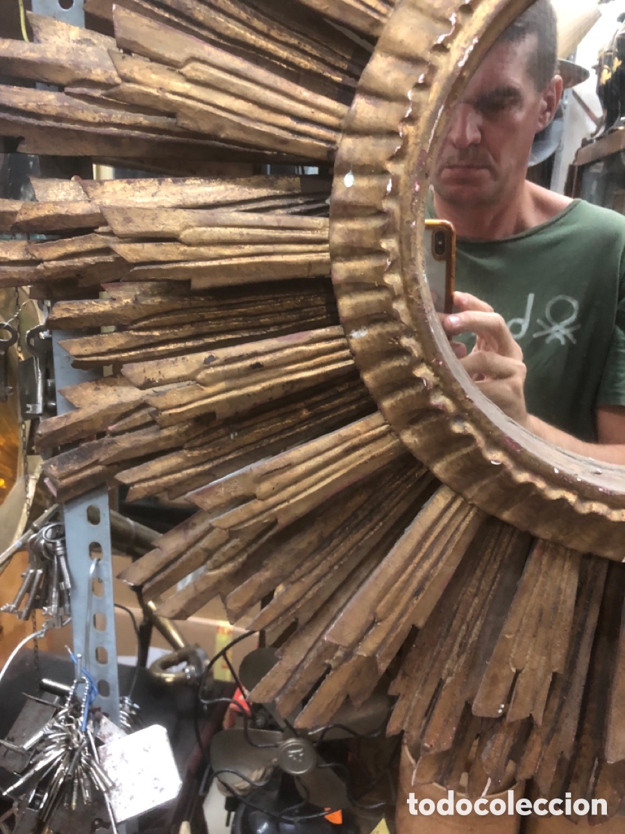 Antig&uuml;edades: Espejo marco forma sol - Foto 7