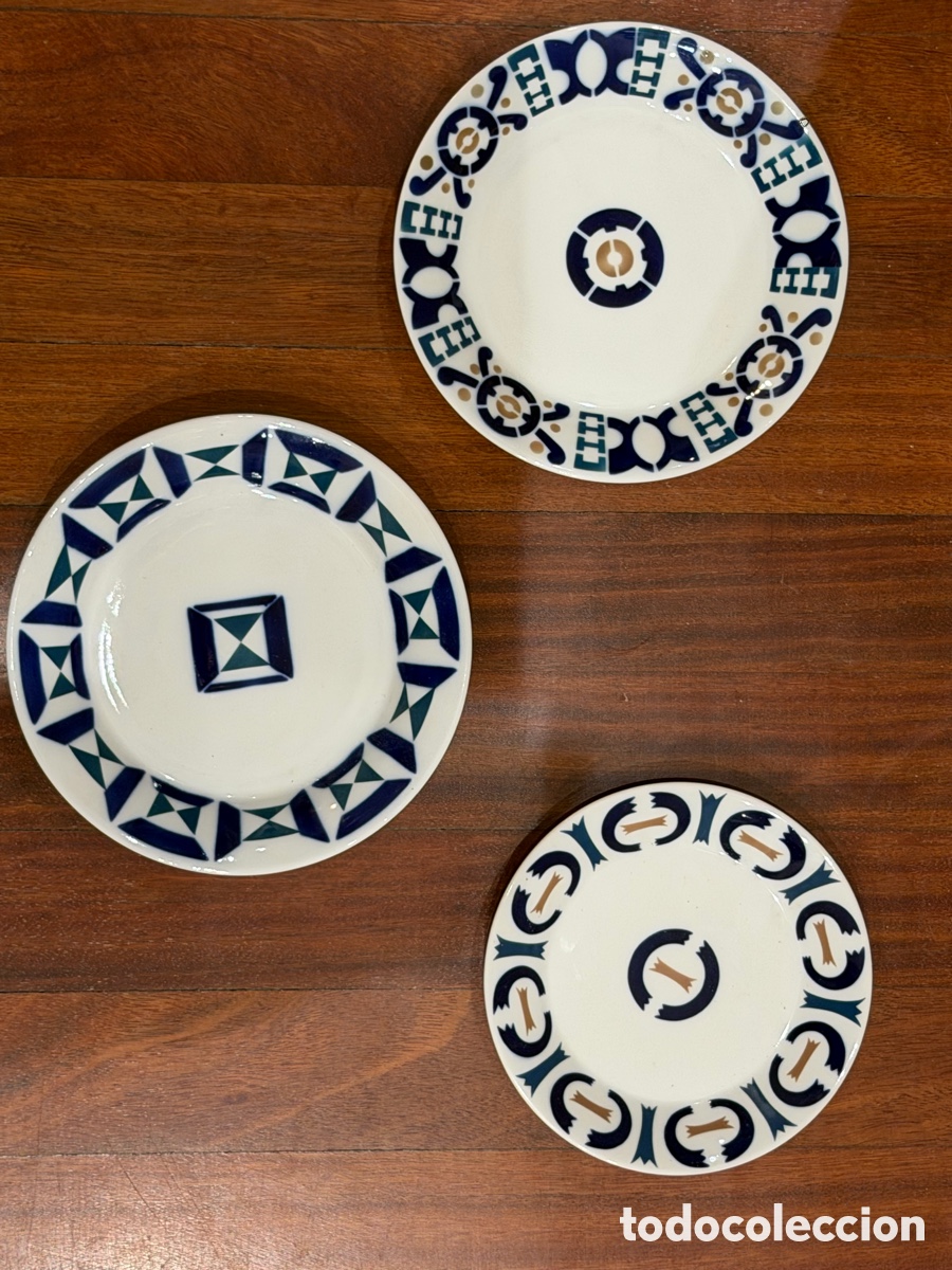 Antig&uuml;edades: Juego de 3 Platos de Postre Sargadelos - &iexcl;Dise&ntilde;os Ic&oacute;nicos y Geom&eacute;tricos!