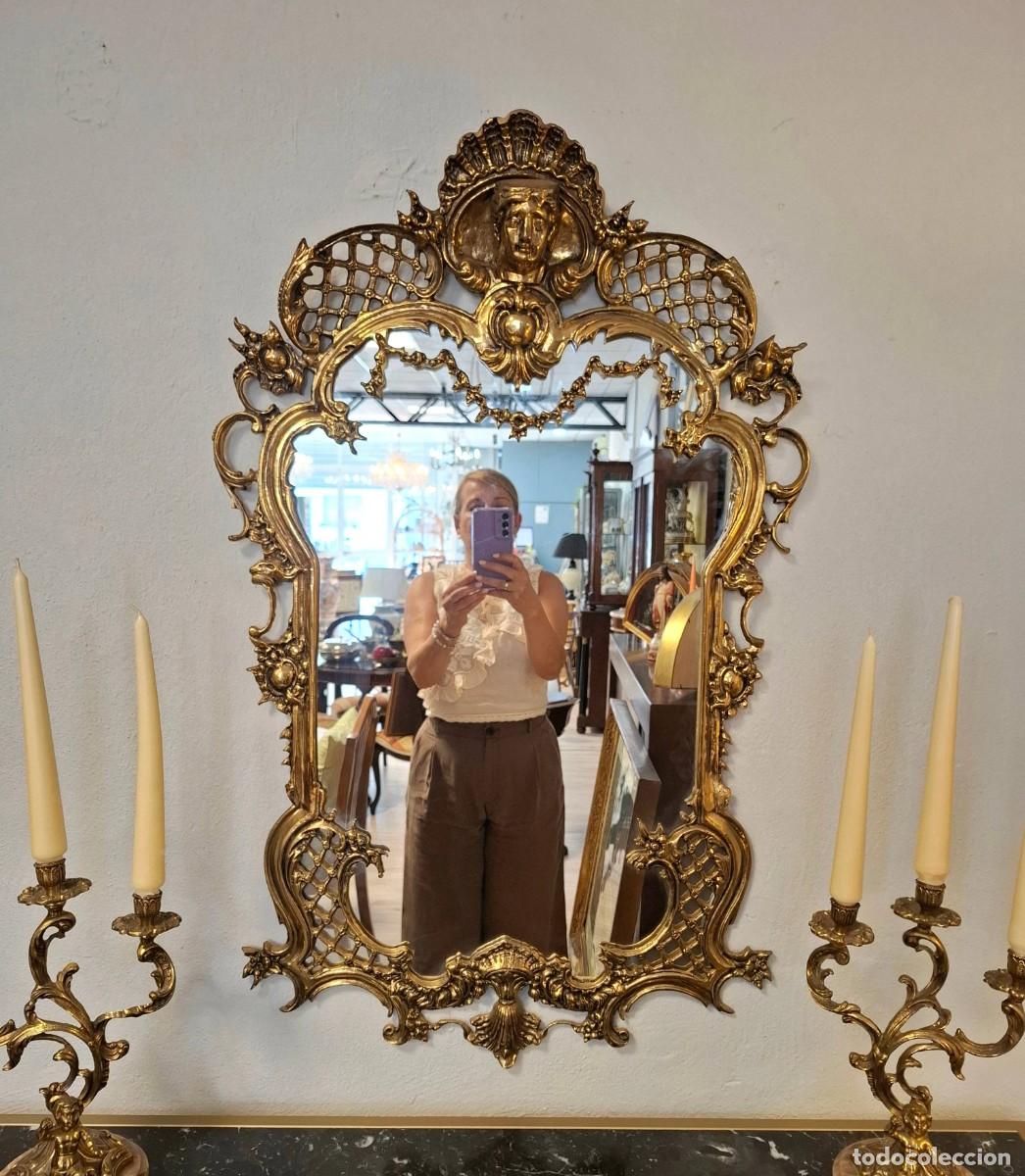 Antig&uuml;edades: Espejo de bronce fundido estilo barroco