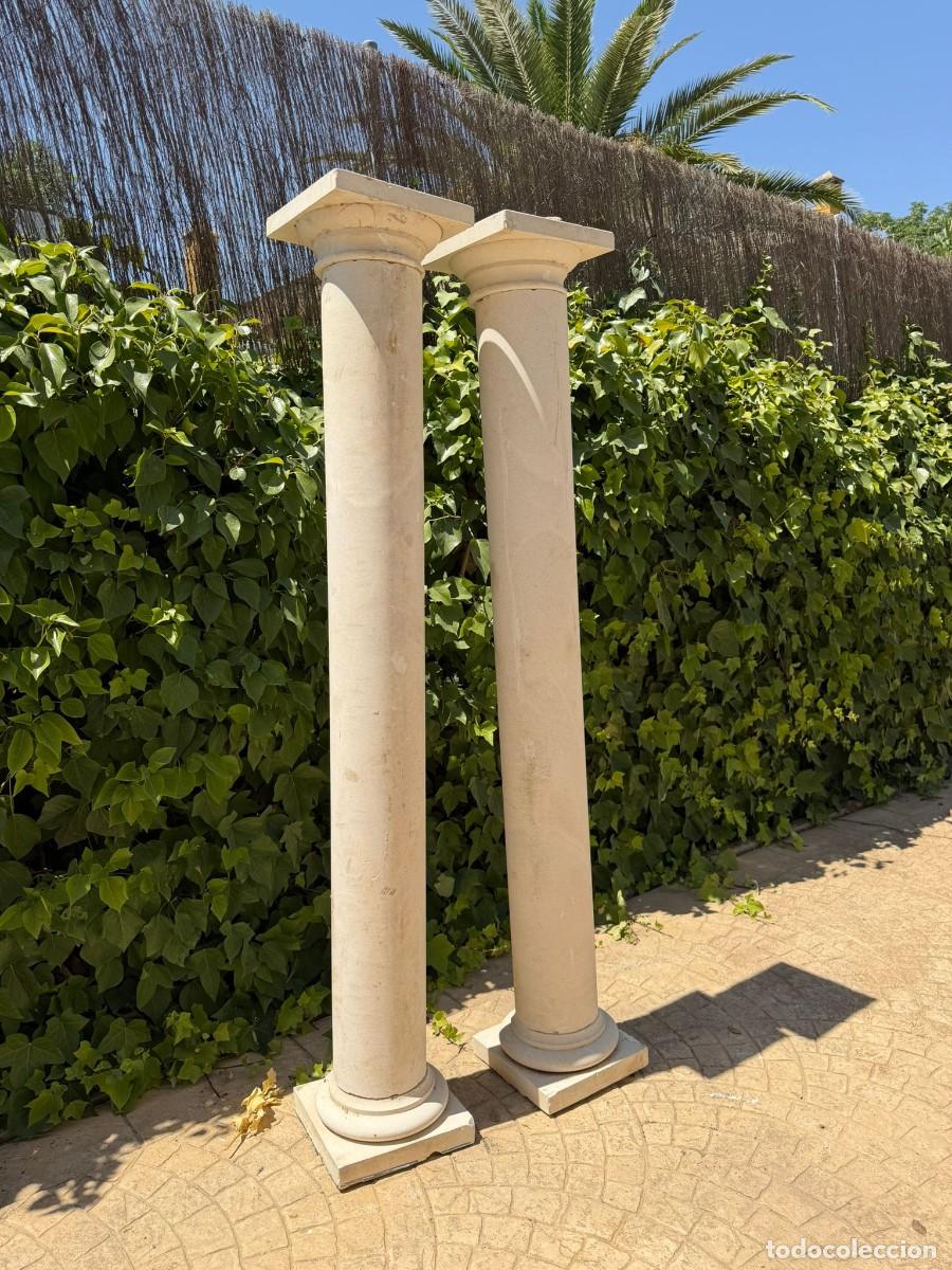 Antig&uuml;edades: Bonita pareja de columnas en piedra blanca