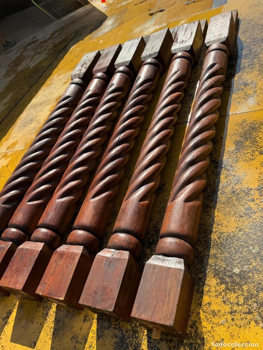 Antig&uuml;edades: 6 Columnas salom&oacute;nicas en madera de Iroko,