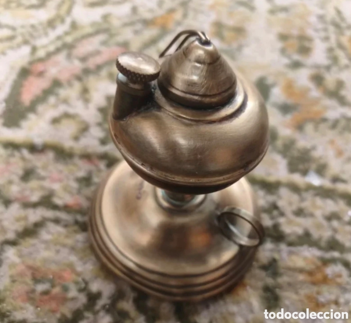 Antig&uuml;edades: L&aacute;mpara de aceite antigua / Candil de sobremesa (Lat&oacute;n/Bronce)