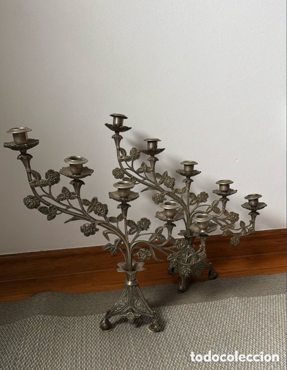 Antiquit&eacute;s: Conjunto candelabros antiguos