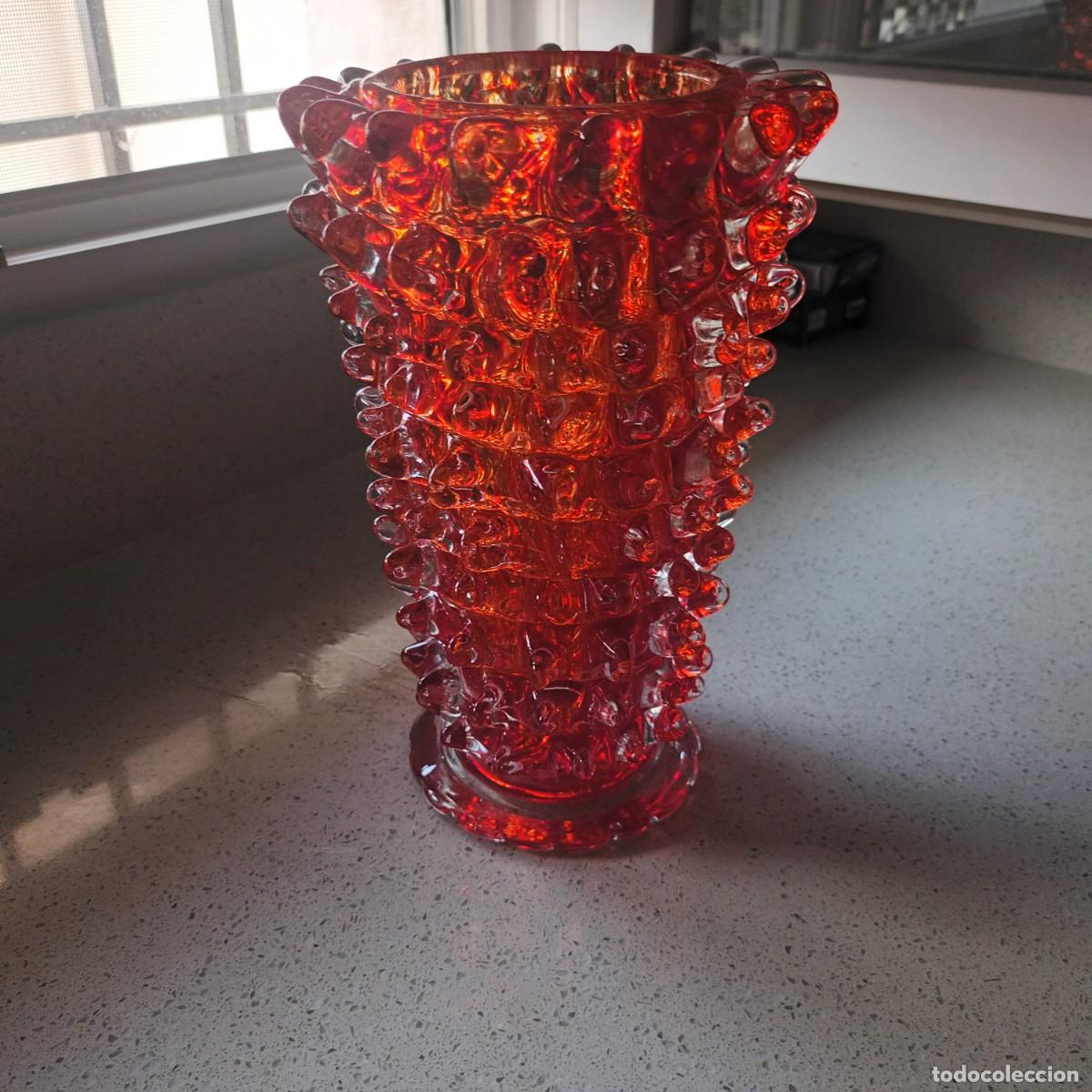 Antig&uuml;edades: Jarr&oacute;n cristal de Murano rojo anaranjado Lote V - 258