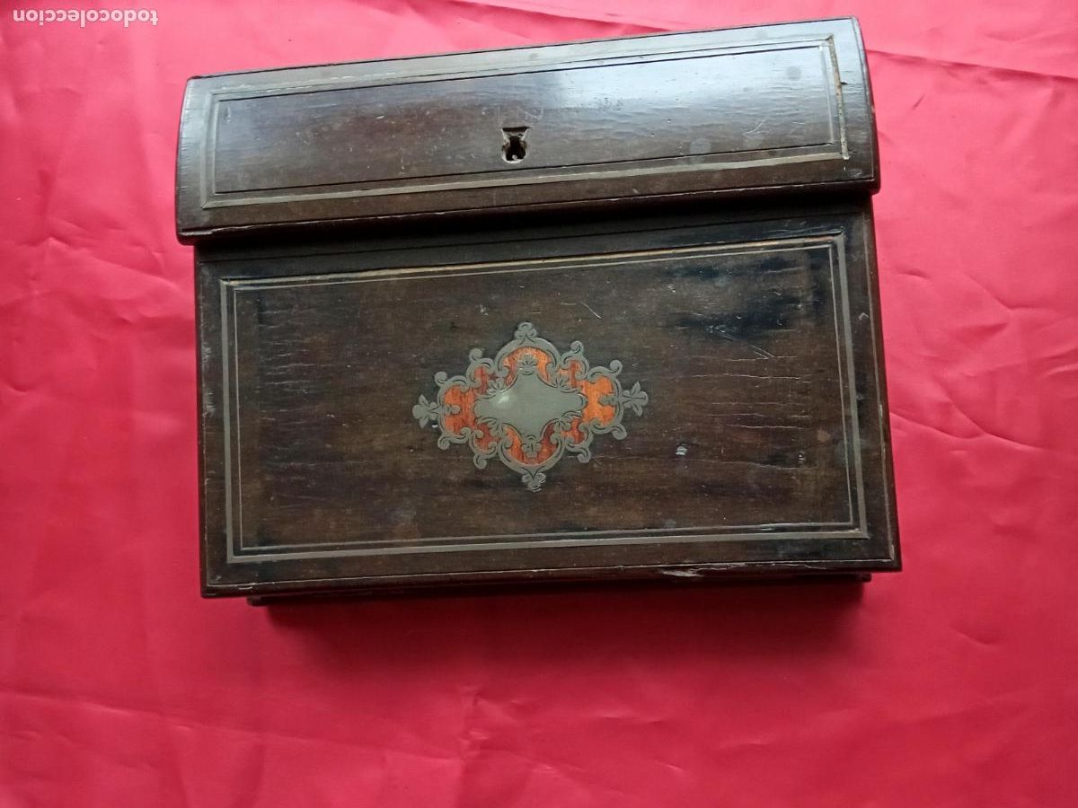 Antig&uuml;edades: Escritorio franc&eacute;s de barco o viaje. Madera ebanizada Baulle Napoleon III V. Negra