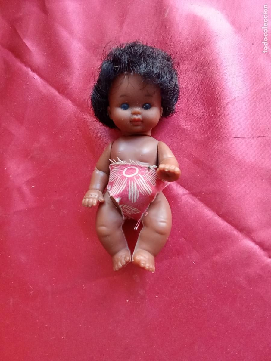 Antig&uuml;edades: Mu&ntilde;eca B.B. negra original 1&ordf; &eacute;poca ojos azules V.Juguete